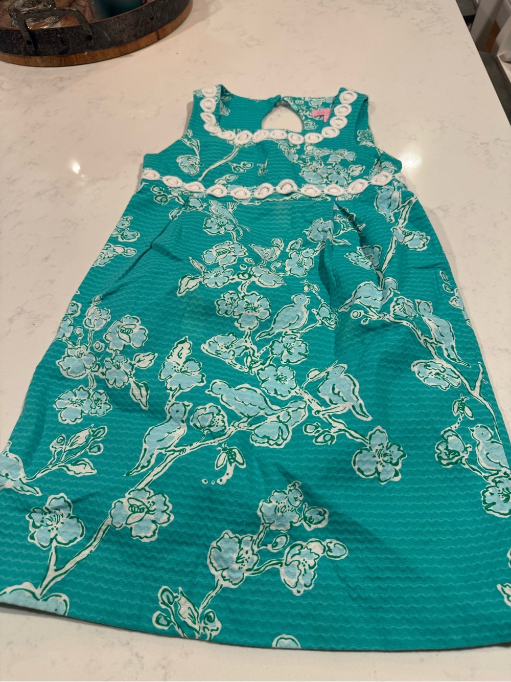 Lilly Pulitzer Teal Floral Sleeveless A-Line Dress size 8